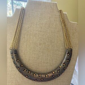 Necklace with Horn Design and Amber Rhinestone‎ Accents